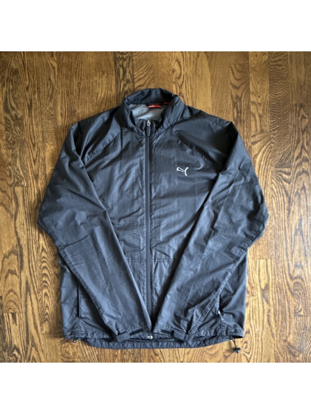 PUMA Men’s Windbreaker Jacket Black Size Large L Full Zip Lightweight Windproof